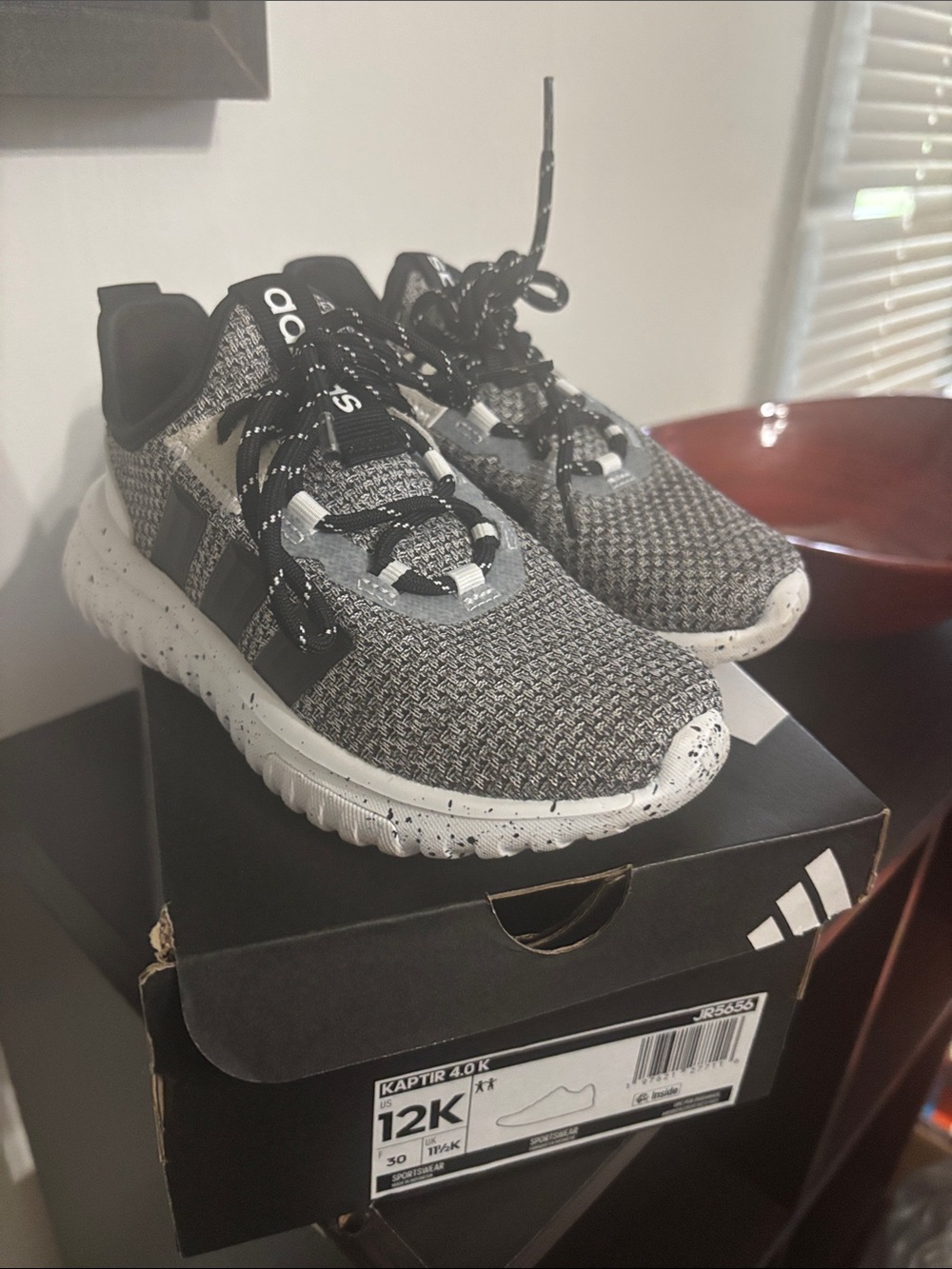 adidas Kids Black and Gray Knit Sneakers